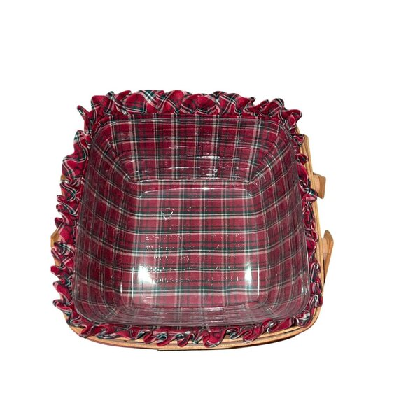 Vintage 1993 Christmas Collection Longaberger Bayberry Basket Plaid Fabric Plast - Picture 9 of 16